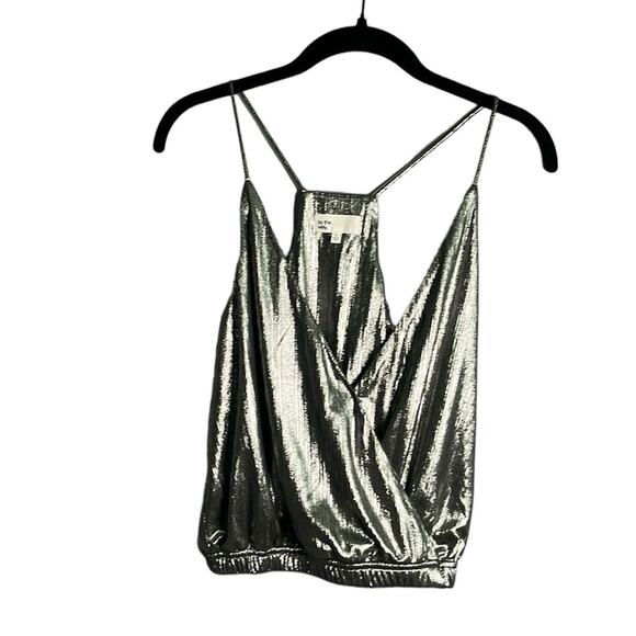 By the Way Silver Metallic Halter Strappy Wrap Style Top Size XS - Picture 1 of 6